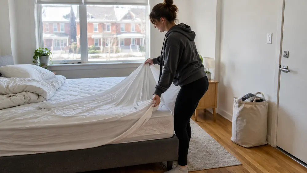 Solo host preparing a rental laundry pickup
