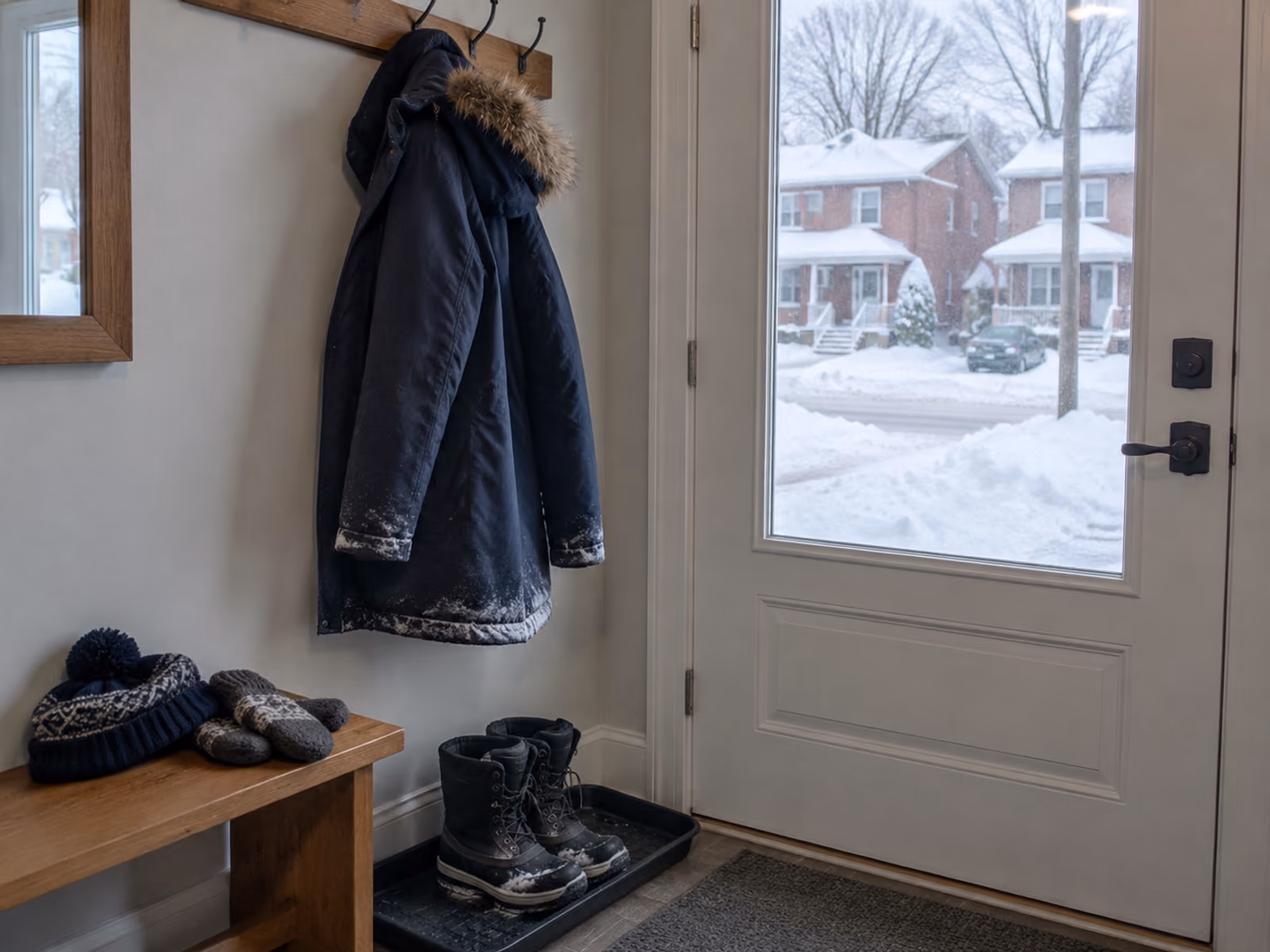 A snowy Ottawa residential street in winter highlighting the challenge of winter laundry